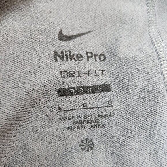 Nike Pro Warm Grey Tights Baselayer Leggings Workout Running Men's L - Picture 7 of 9